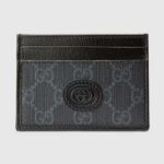 Gucci Unisex GG Card Case Interlocking G Black GG Supreme Canvas Black Leather