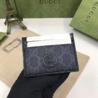 Gucci Unisex GG Card Case Interlocking G Black GG Supreme Canvas Black Leather (3)