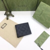 Gucci Unisex GG Coin Wallet Interlocking G Black GG Supreme Canvas Leather (10)