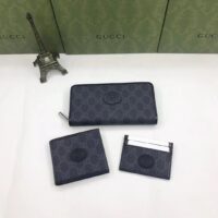 Gucci Unisex GG Coin Wallet Interlocking G Black GG Supreme Canvas Leather (10)