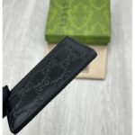 Gucci Unisex GG Gucci Signature Card Case Black Leather Metal Four Card Slots - Image 7