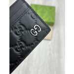 Gucci Unisex GG Gucci Signature Card Case Black Leather Metal Four Card Slots - Image 10