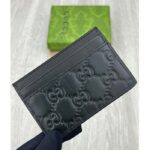 Gucci Unisex GG Gucci Signature Card Case Black Leather Metal Four Card Slots - Image 4