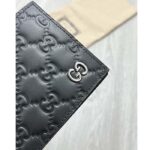 Gucci Unisex GG Gucci Signature Wallet Card Case Black Leather Metal Eight Card Slots - Imagen 10