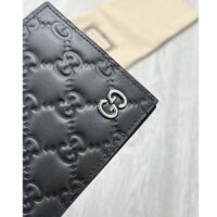Gucci Unisex GG Gucci Signature Wallet Card Case Black Leather Metal Eight Card Slots (1)