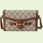 Gucci Unisex GG Horsebit 1955 Mini Bag Beige Ebony GG Supreme Canvas