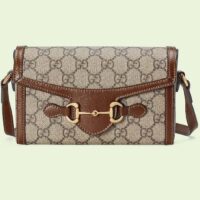 Gucci Unisex GG Horsebit 1955 Mini Bag Beige Ebony GG Supreme Canvas