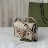 Gucci Unisex GG Horsebit 1955 Mini Bag Beige White GG Supreme Canvas (10)