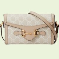 Gucci Unisex GG Horsebit 1955 Mini Bag Beige White GG Supreme Canvas (10)