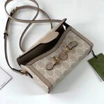 Gucci Unisex GG Horsebit 1955 Mini Bag Beige White GG Supreme Canvas - Image 8