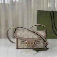 Gucci Unisex GG Horsebit 1955 Mini Bag Beige White GG Supreme Canvas (10)