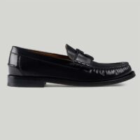 Gucci Unisex GG Interlocking G Loafer Black Leather Sole Flat 1.5 CM Heel (11)