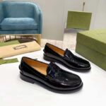 Gucci Unisex GG Interlocking G Loafer Black Leather Sole Flat 1.5 CM Heel - Image 3