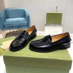 Gucci Unisex GG Interlocking G Loafer Black Leather Sole Flat 1.5 CM Heel - Image 6