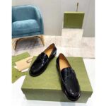 Gucci Unisex GG Interlocking G Loafer Black Leather Sole Flat 1.5 CM Heel - Image 7