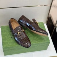 Gucci Unisex GG Jordaan Crocodile Loafer Blake Construction Brown Horsebit Leather Flat 1 CM Heel (8)