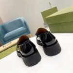 Gucci Unisex GG Loafer Interlocking G Black Leather Rubber Lug Mid 4.3 CM Heel - Bild 7