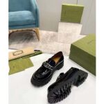 Gucci Unisex GG Loafer Interlocking G Black Leather Rubber Lug Mid 4.3 CM Heel - Bild 8