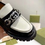 Gucci Unisex GG Loafer Interlocking G Black Off White Leather Rubber Lug Mid 4.3 CM Heel - Image 9