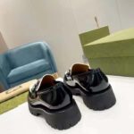 Gucci Unisex GG Loafer Interlocking G Black Off White Leather Rubber Lug Mid 4.3 CM Heel - Image 8