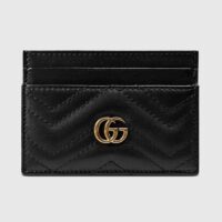 Gucci Unisex GG Marmont Card Case Black Matelassé Chevron Leather Double G (2)