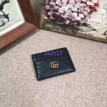 Gucci Unisex GG Marmont Card Case Black Matelassé Chevron Leather Double G - Image 2