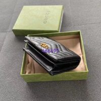 Gucci Unisex GG Marmont Card Case Wallet Black Matelassé Chevron Leather Double G (3)
