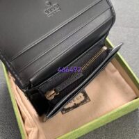 Gucci Unisex GG Marmont Card Case Wallet Black Matelassé Chevron Leather Double G (3)