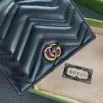 Gucci Unisex GG Marmont Card Case Wallet Black Matelassé Chevron Leather Double G – Image 4