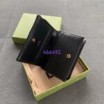 Gucci Unisex GG Marmont Card Case Wallet Black Matelassé Chevron Leather Double G – Image 7