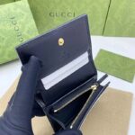 Gucci Unisex GG Marmont Card Case Wallet Black Matelassé Leather Double G - Imagen 4