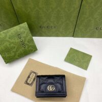 Gucci Unisex GG Marmont Card Case Wallet Black Matelassé Leather Double G (1)