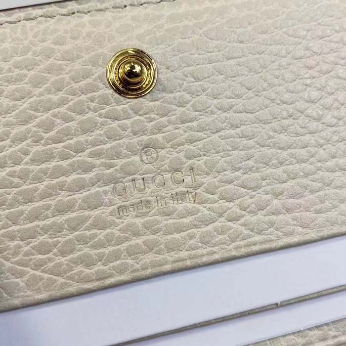 Gucci Unisex GG Marmont Card Case Wallet Double G Beige Ebony GG Supreme Canvas (10)