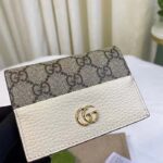 Gucci Unisex GG Marmont Card Case Wallet Double G Beige Ebony GG Supreme Canvas - Image 2