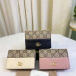Gucci Unisex GG Marmont Card Case Wallet Double G Beige Ebony GG Supreme Canvas - Image 11