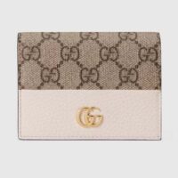 Gucci Unisex GG Marmont Card Case Wallet Double G Beige Ebony GG Supreme Canvas (8)