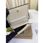Gucci Unisex GG Marmont Card Case Wallet Double G Beige Ebony GG Supreme Canvas - Image 8