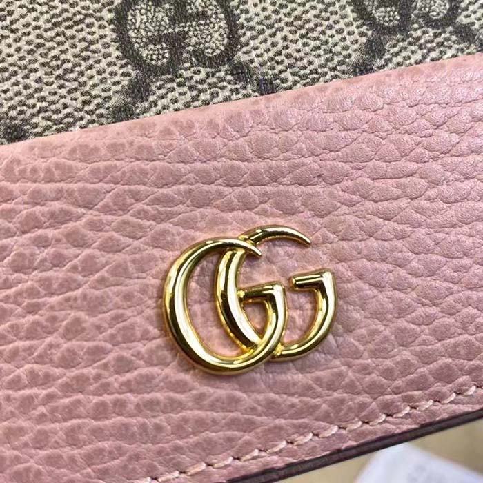Gucci Unisex GG Marmont Card Case Wallet Double G Beige White GG Supreme Canvas (10)