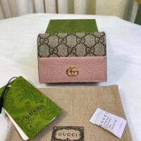 Gucci Unisex GG Marmont Card Case Wallet Double G Beige White GG Supreme Canvas (4)