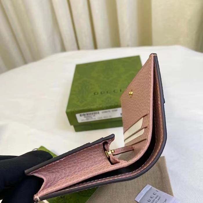 Gucci Unisex GG Marmont Card Case Wallet Double G Beige White GG Supreme Canvas (5)