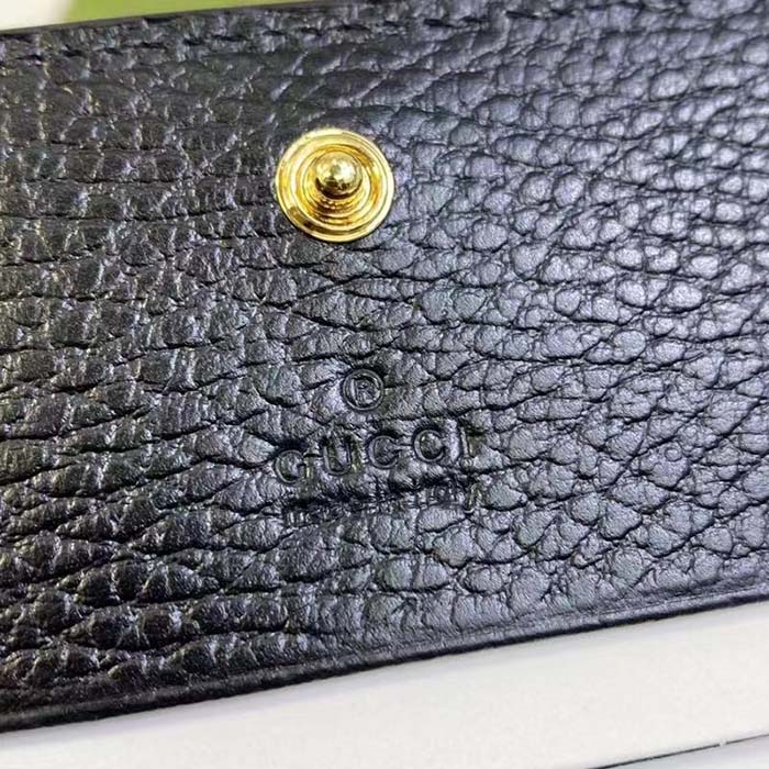 Gucci Unisex GG Marmont Card Case Wallet Double G Black Beige Ebony GG Supreme Canvas (1)