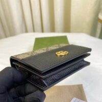 Gucci Unisex GG Marmont Card Case Wallet Double G Black Beige Ebony GG Supreme Canvas (2)