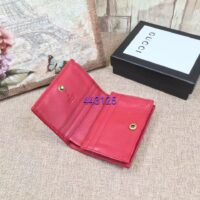 Gucci Unisex GG Marmont Card Case Wallet Red Matelassé Chevron Leather Double G (4)