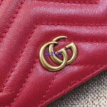 Gucci Unisex GG Marmont Card Case Wallet Red Matelassé Chevron Leather Double G - Bild 3