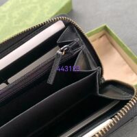 Gucci Unisex GG Marmont Zip Around Wallet Black Matelassé Chevron Leather Double G (5)