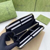 Gucci Unisex GG Marmont Zip Around Wallet Black Matelassé Leather Double G (4)