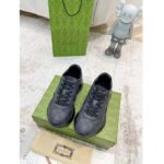 Gucci Unisex GG Rhyton Sneaker Black Supreme Canvas Rubber Lace-Up Mid Heel - Image 5