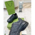 Gucci Unisex GG Rhyton Sneaker Black Supreme Canvas Rubber Lace-Up Mid Heel - Image 7