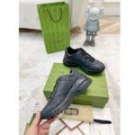 Gucci Unisex GG Rhyton Sneaker Black Supreme Canvas Rubber Lace-Up Mid Heel - Image 10