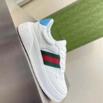 Gucci Unisex GG Sneaker Web White Leather Blue Lace-Up Flat - Bild 5
